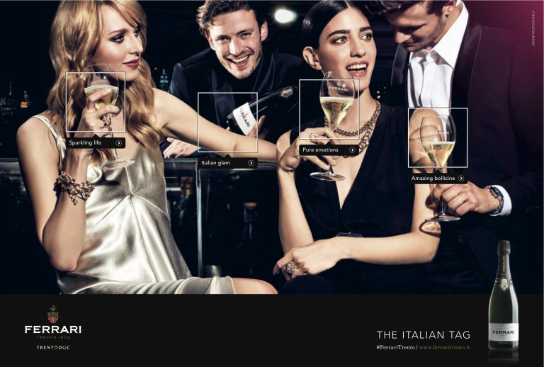 ARMANDO TESTA TOASTS THE NEW  CANTINE FERRARI TRENTO CAMPAIGN.