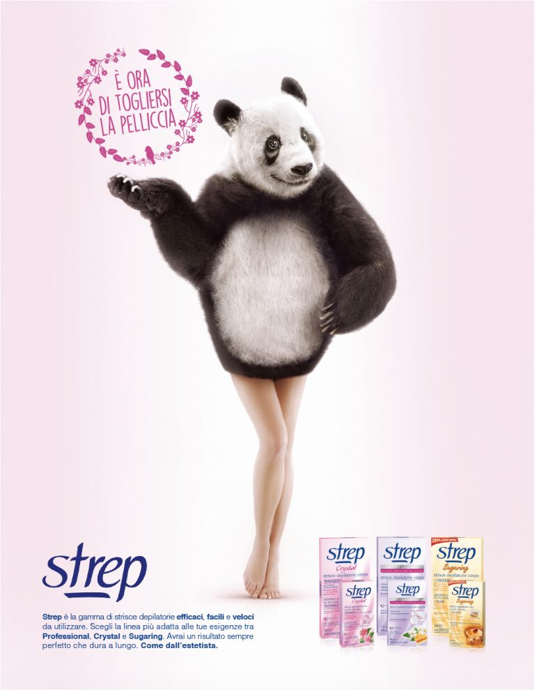 “È ORA DI TOGLIERSI LA PELLICCIA”.  (“IT’S TIME TO GET RID OF YOUR FUR COAT”) THAT’S HOW ARMANDO TESTA IS PUBLICISING STREP HAIR REMOVAL STRIPS.